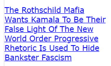 The Rothschild Mafia Wants Kamala To Be Their False Light Of The New World Order Progressive