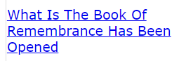 What Is The Book Of Remembrance Has Been Opened (on Dec. 13 2020 at approximately 2:45 pm Az time)