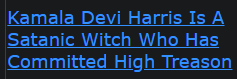 Kamala Devi Harris Is A Satanic Witch Who Has Committed High Treason