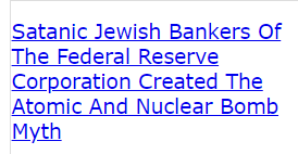 Satanic Jewish Bankers Of The Federal Reserve Corporation Created The Atomic And Nuclear Bomb Myth