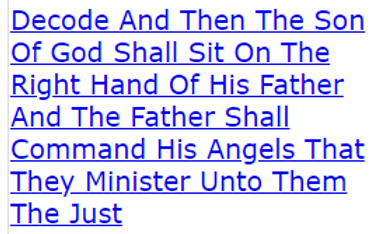 Decode And Then The Son Of God Shall Sit On The Right Hand Of His Father And The Father Shall