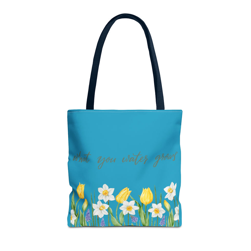 Thumbnail: What you Water Grows Turquoise Tote Bag (AOP)
