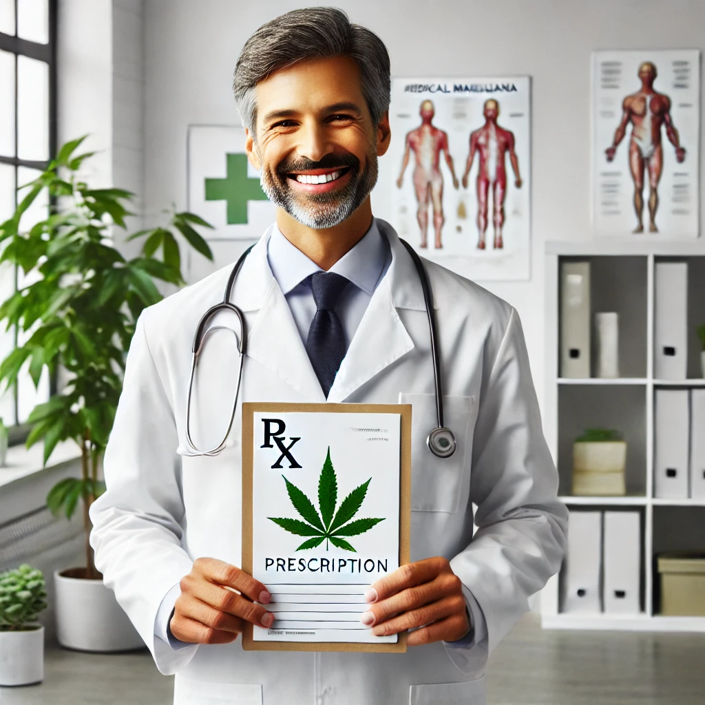DALL·E 2025-01-07 22.33.34 - A professional and caring doctor in a white lab coat holding
