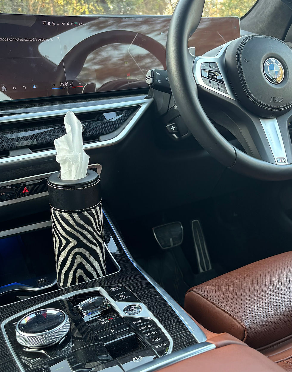 Thumbnail: Embroidered Leather Cylinder Tissue Box