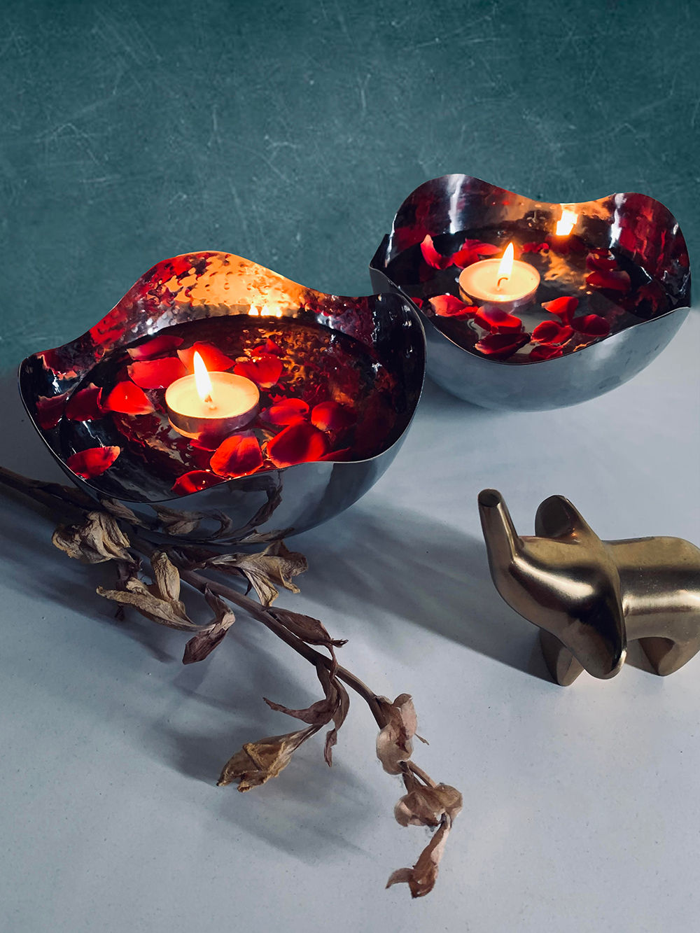 Hammered Stainless Steel  Bowl-Set of 2