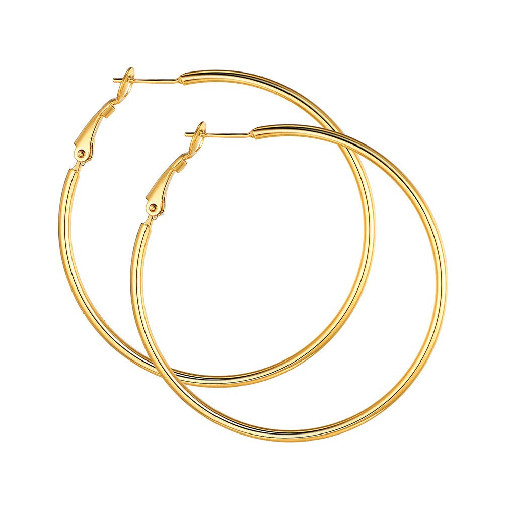 Gold Hoop Earrings Womens Jewelry Circle Round Hoop Earrings 18K Gold Plated Ear