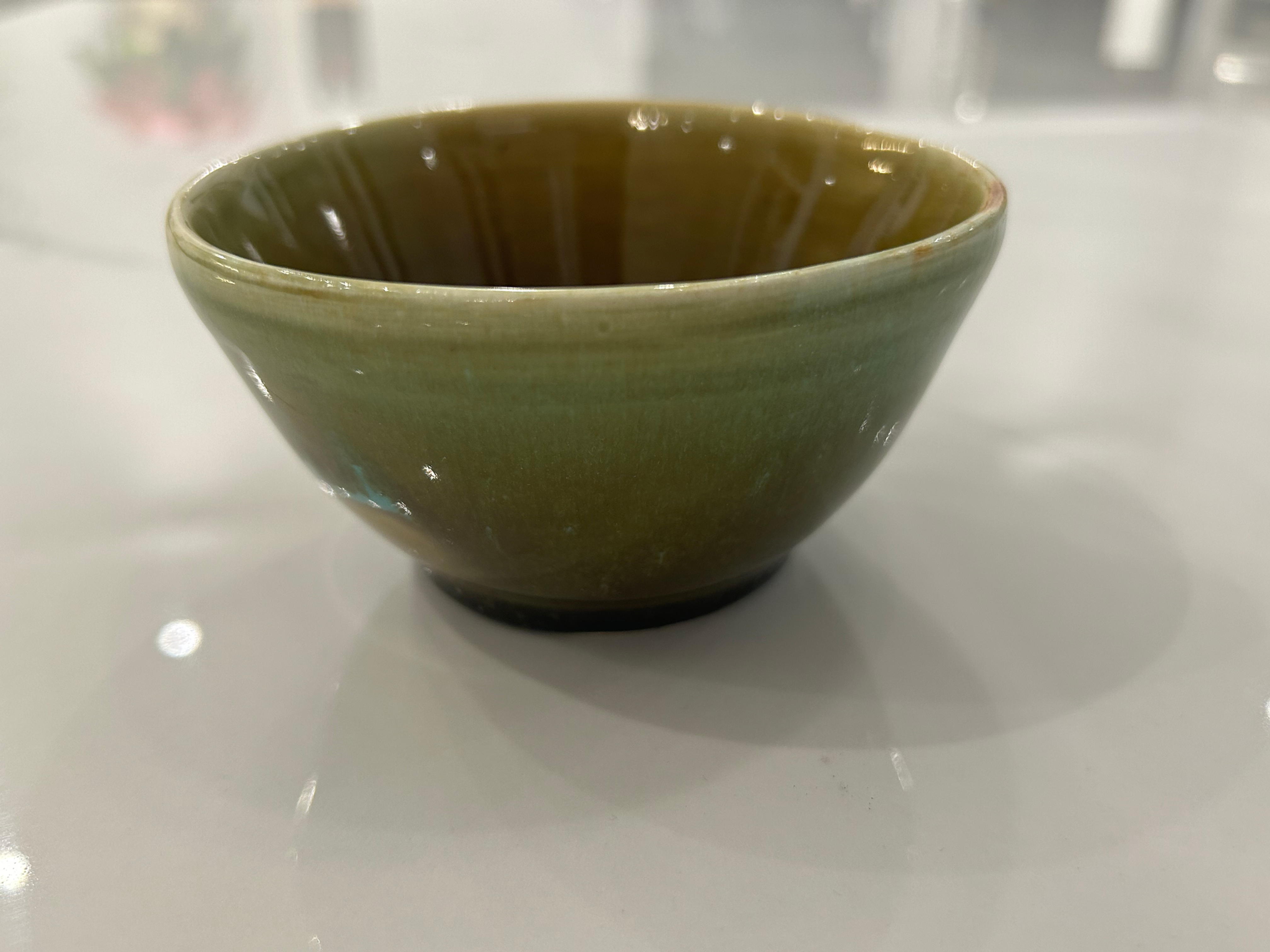 small amber bowl w/turquoise