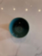 turquoise bowl w/white stripes