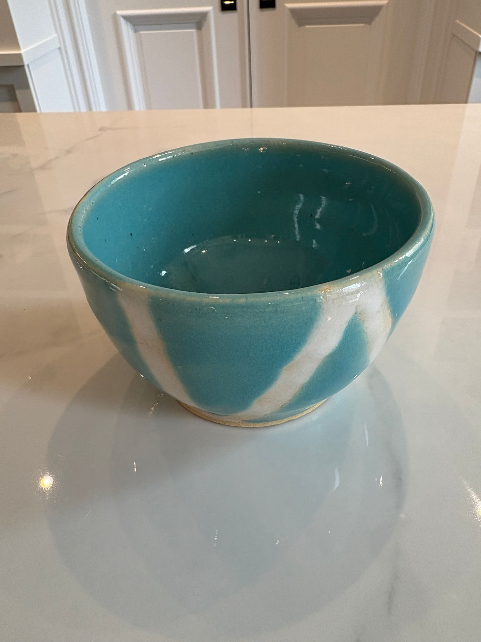 Thumbnail: turquoise bowl w/white stripes
