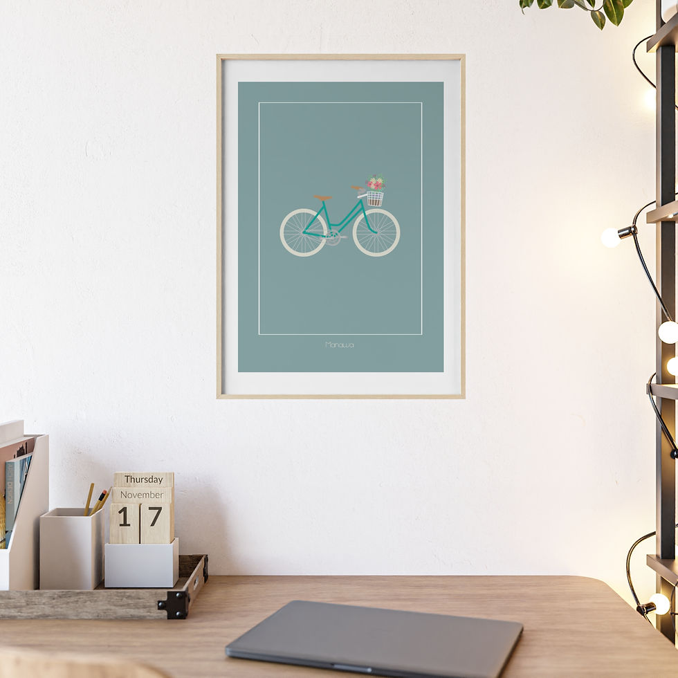 Miniaturbild: Poster Fahrradtour mit Rahmen /  Poster Bicycle tour with frame 