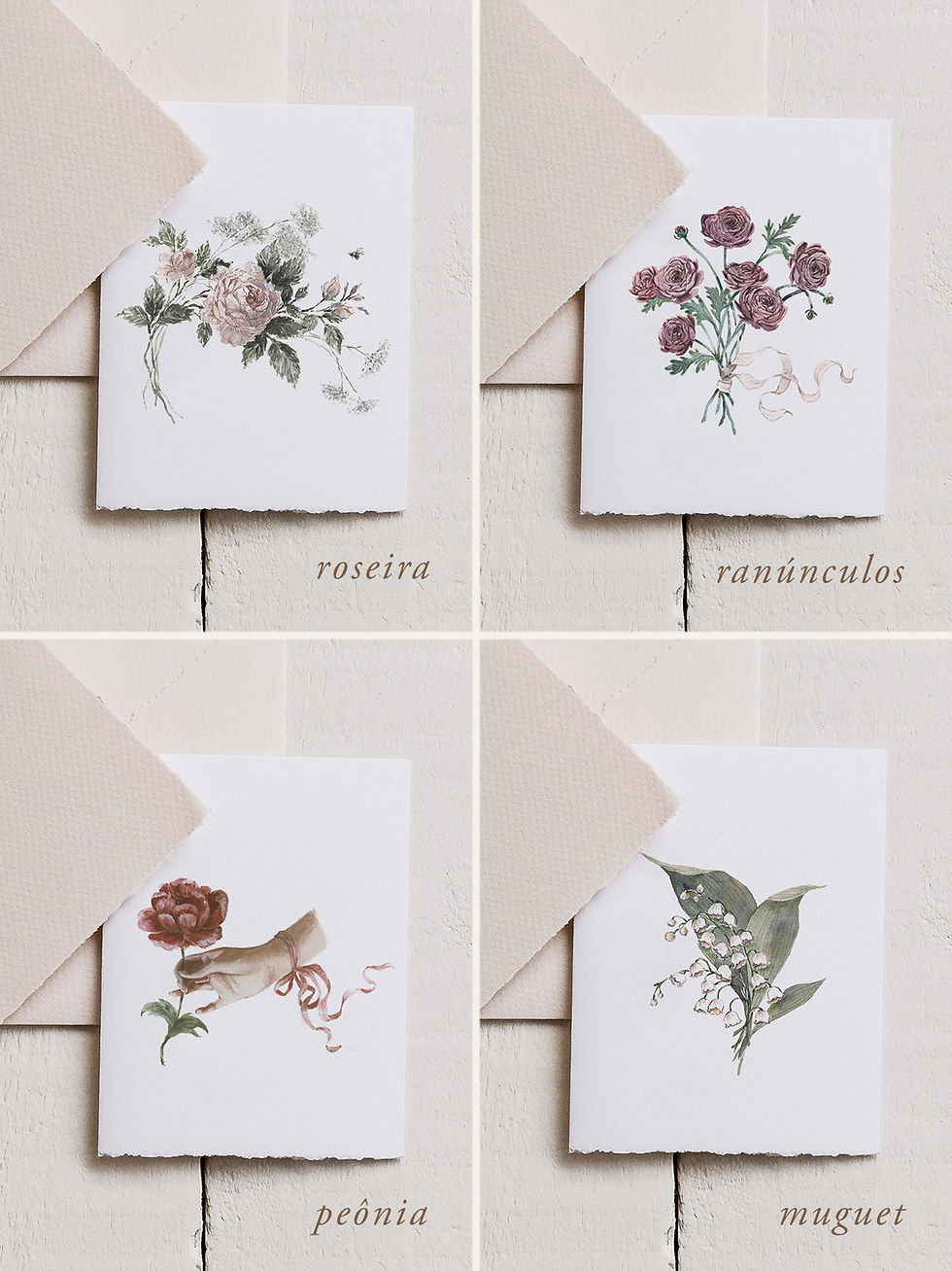 Miniatura: cartões + envelopes • cor rosé