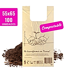 Bolsa Camiseta Biodegradable & Compostable | 55x65 30my