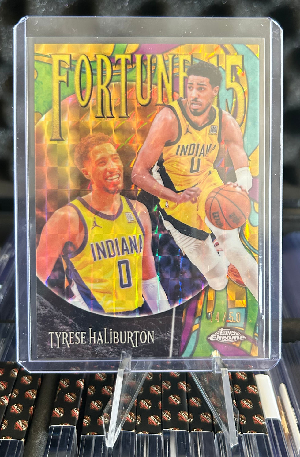 Thumbnail: Tyrese Haliburton - 2026 Topps Chrome Update Fortune 15 Gold Geo 14/50