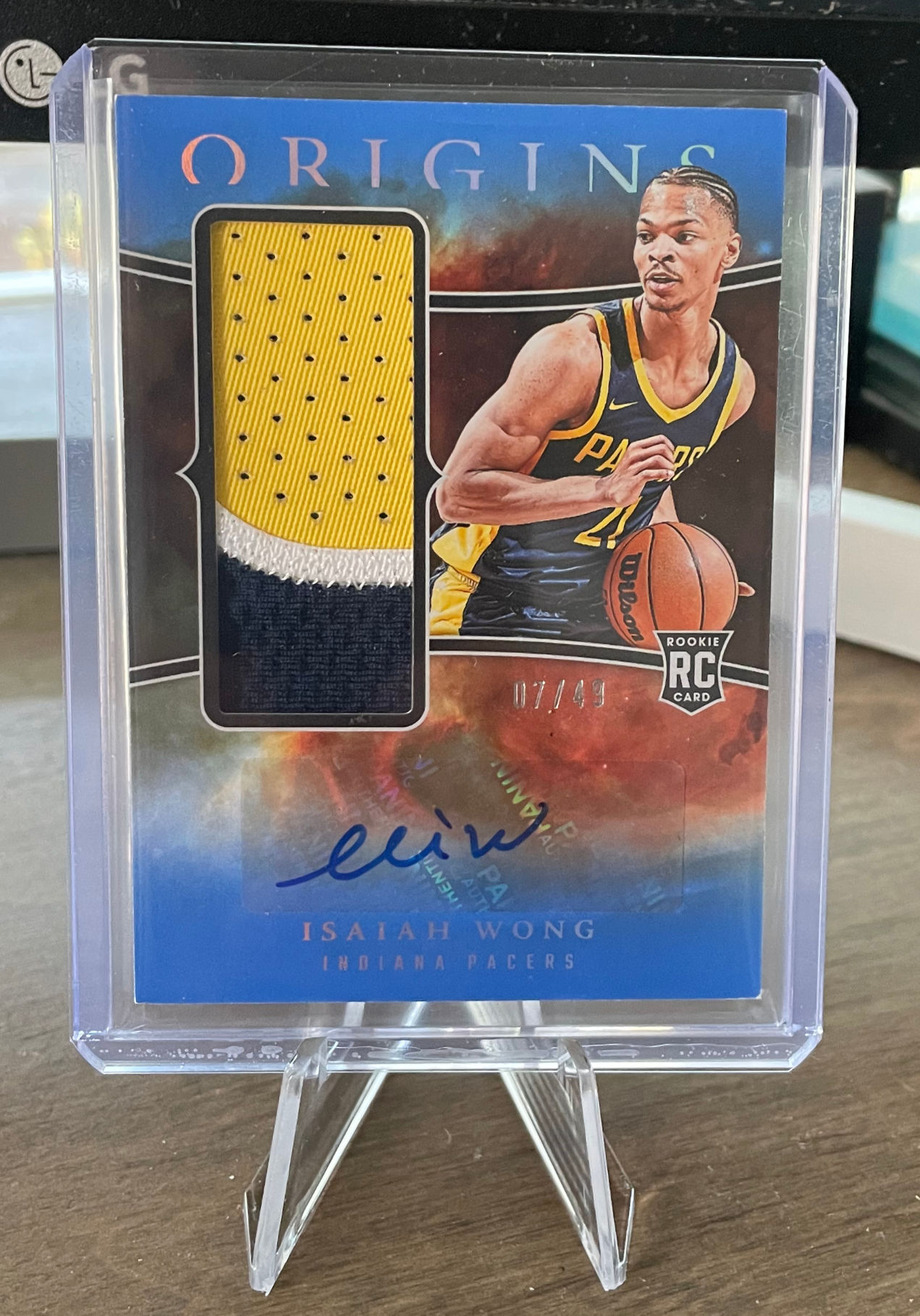 Isaiah Wong - 2023 Panini Origins Rookie Jersey Autographs Blue 07/49