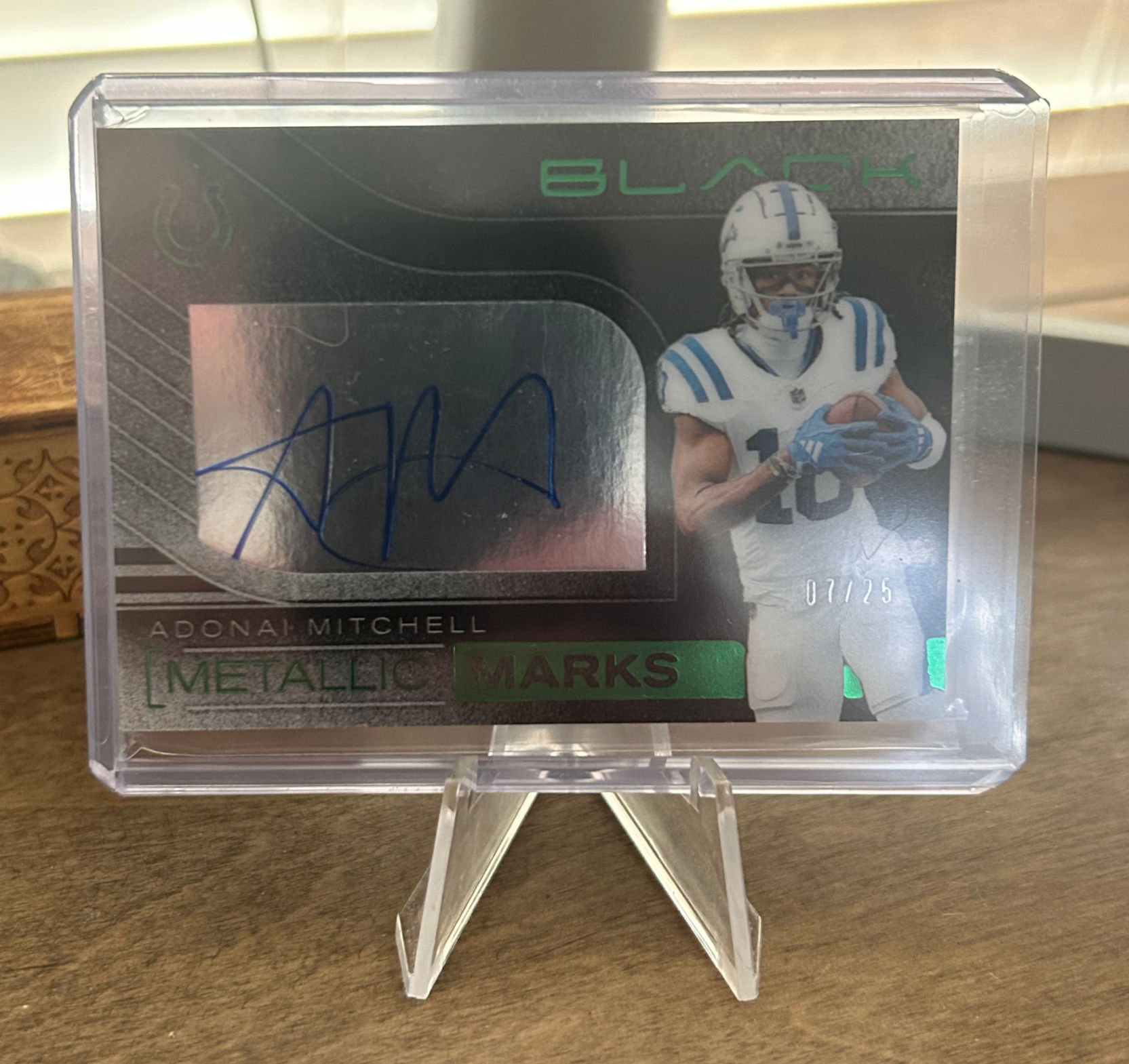 Adonai Mitchell - 2025 Panini Black Football Metallic Marks Emerald 07/25