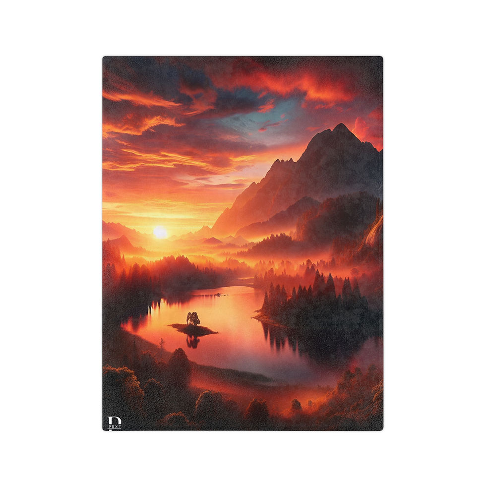 Thumbnail: Sunset Landscape Velveteen Microfiber Blanket - Cozy Throw for Home Decor