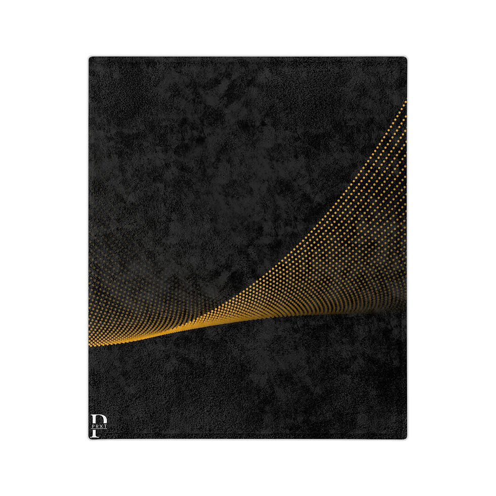 Thumbnail: Luxurious Velveteen Microfiber Blanket - Elegant Black with Gold Accents