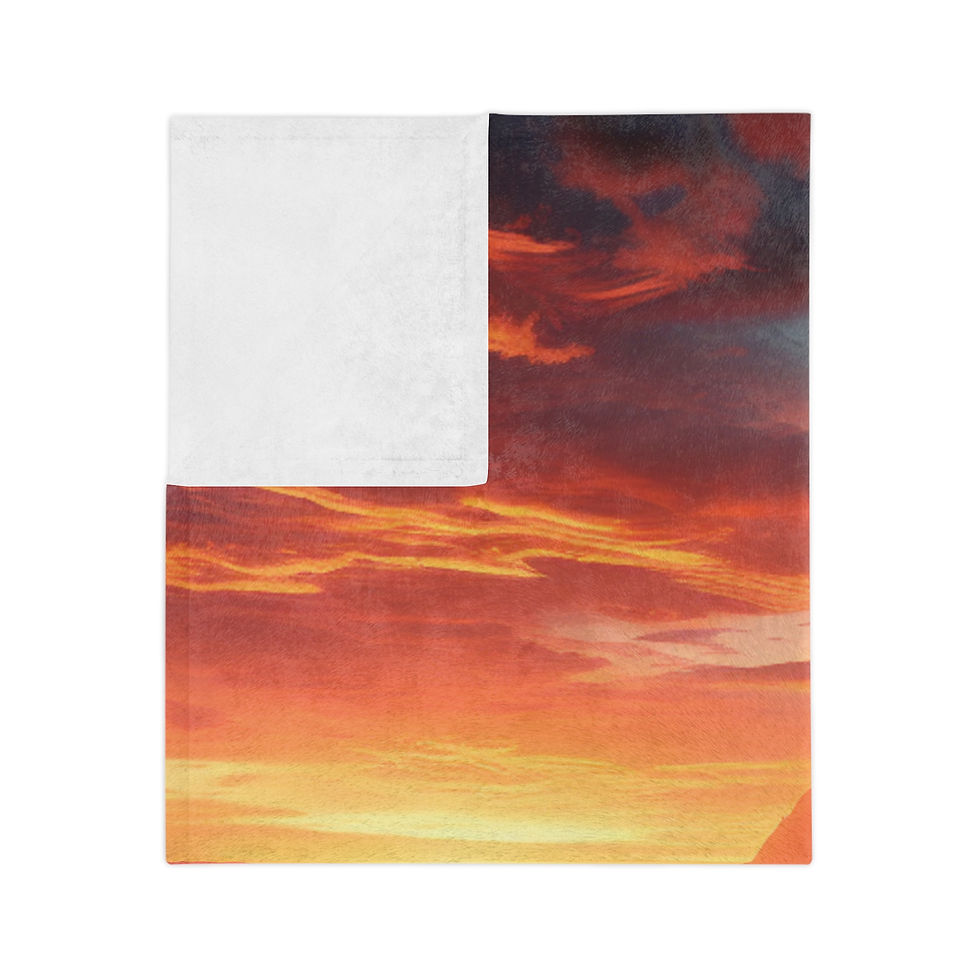 Thumbnail: Sunset Landscape Velveteen Microfiber Blanket - Cozy Throw for Home Decor