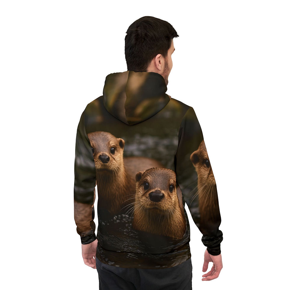 Thumbnail: Fun Otter Print Athletic Hoodie - Cozy & Unique Outdoor Gear