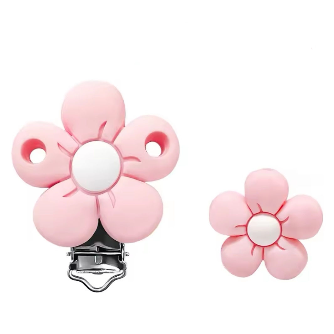 1 perle + 1 pince clip Fleur
