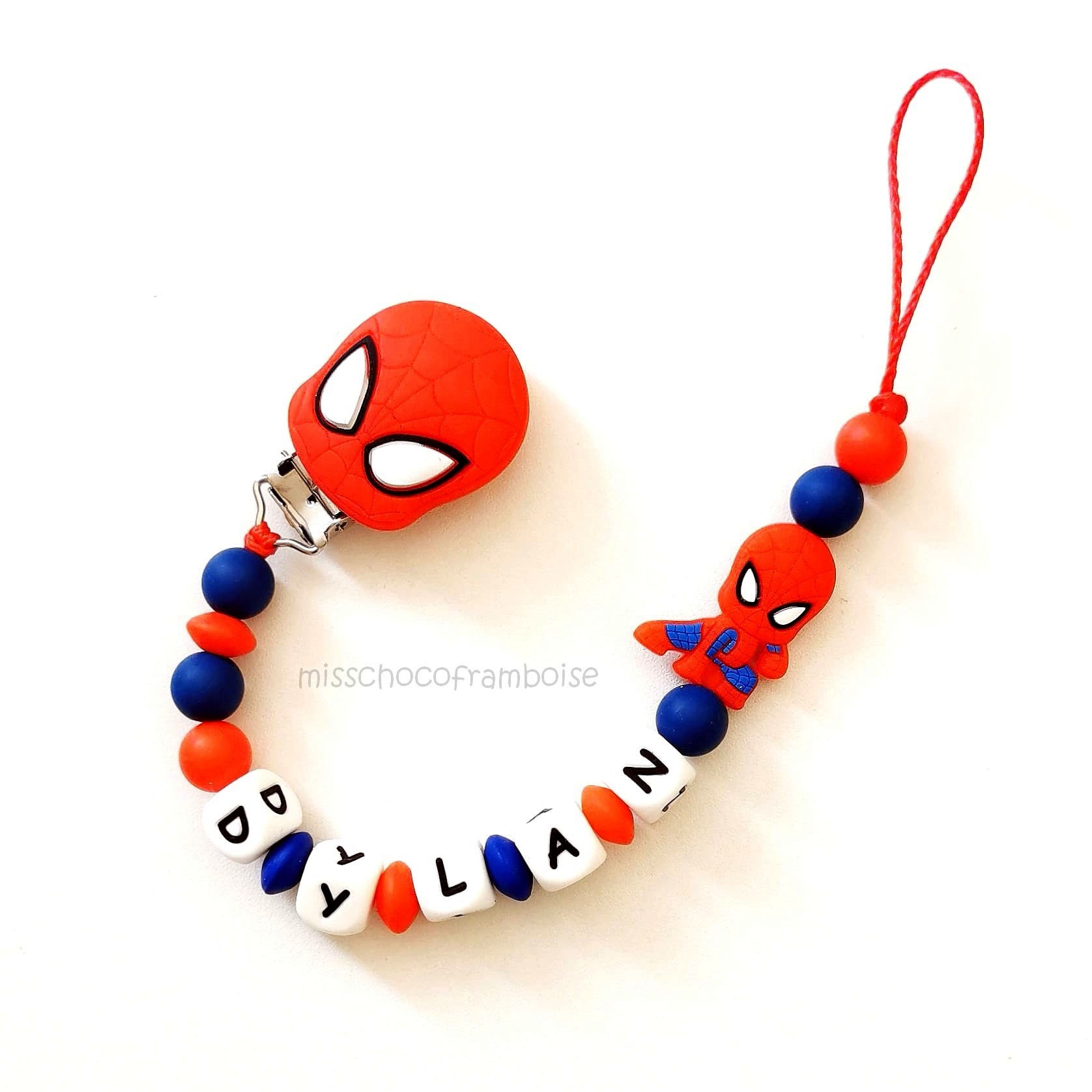 Attache tétine silicone Spiderman