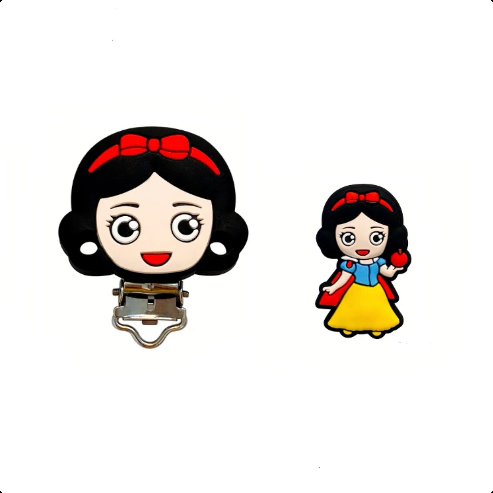 1 perle + 1 pince clip blanche neige