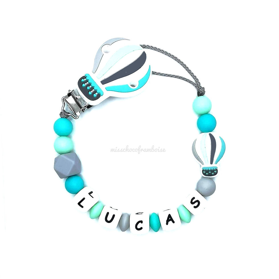 Attache tétine silicone Mongolfiere