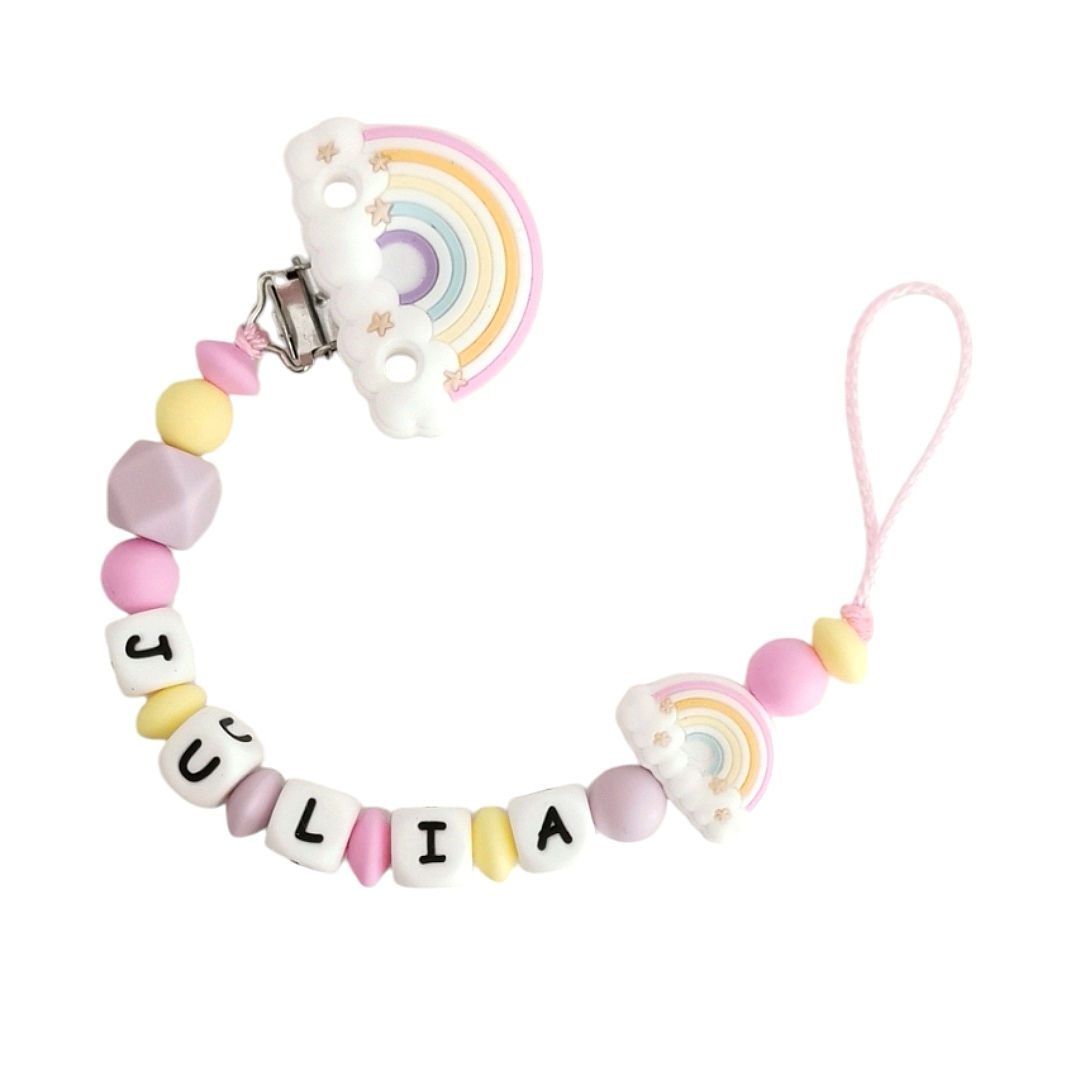 Attache tétine silicone Arc en ciel