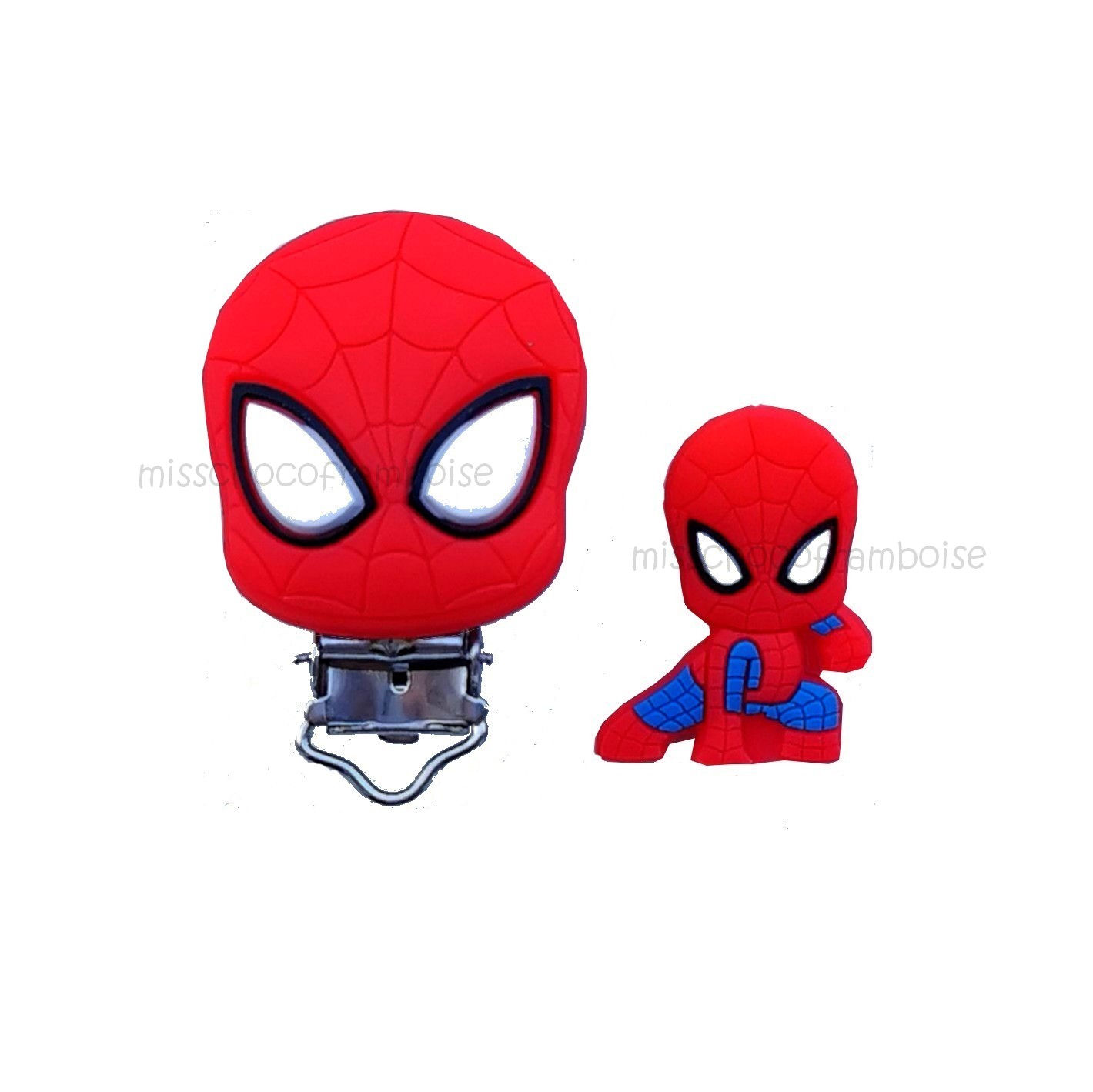 1 perle + 1 pince clip en silicone Spiderman