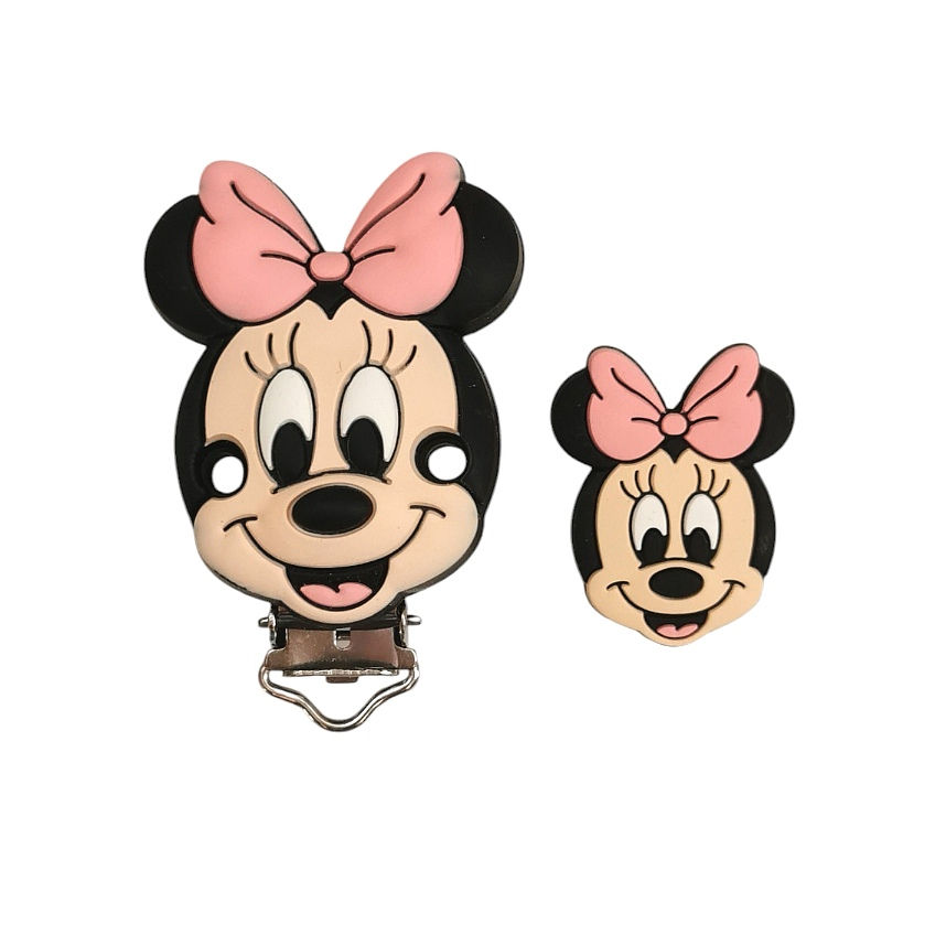 1 perle + 1 pince clip en silicone Minnie