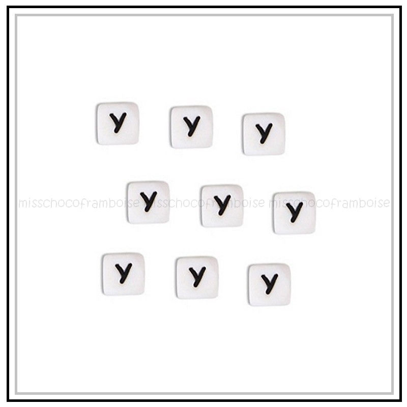 5 Perles lettres 'Y' en silicone 12 x 12 mm