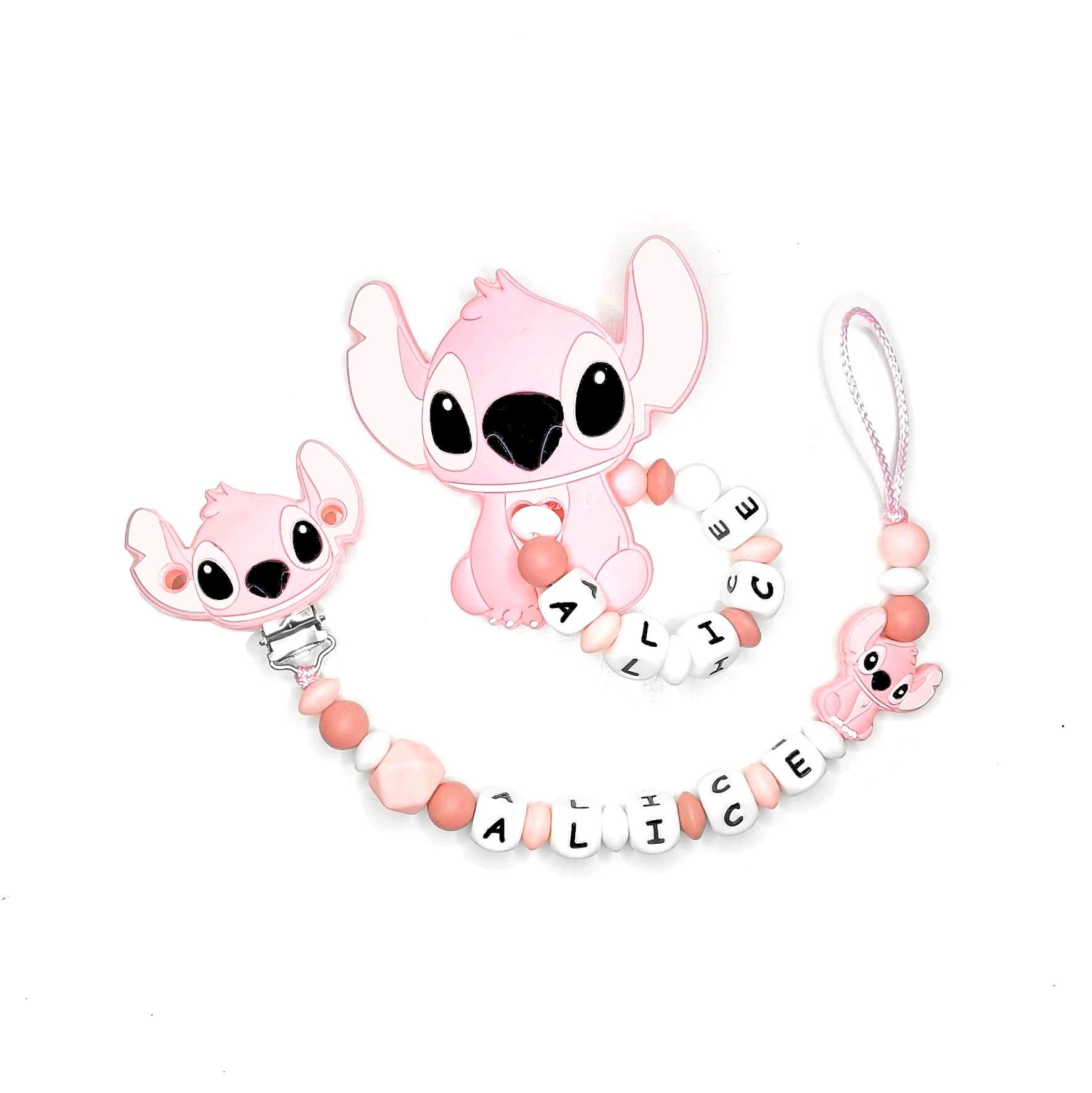 Lot attache tétine + anneau de dentition Stitch Angel