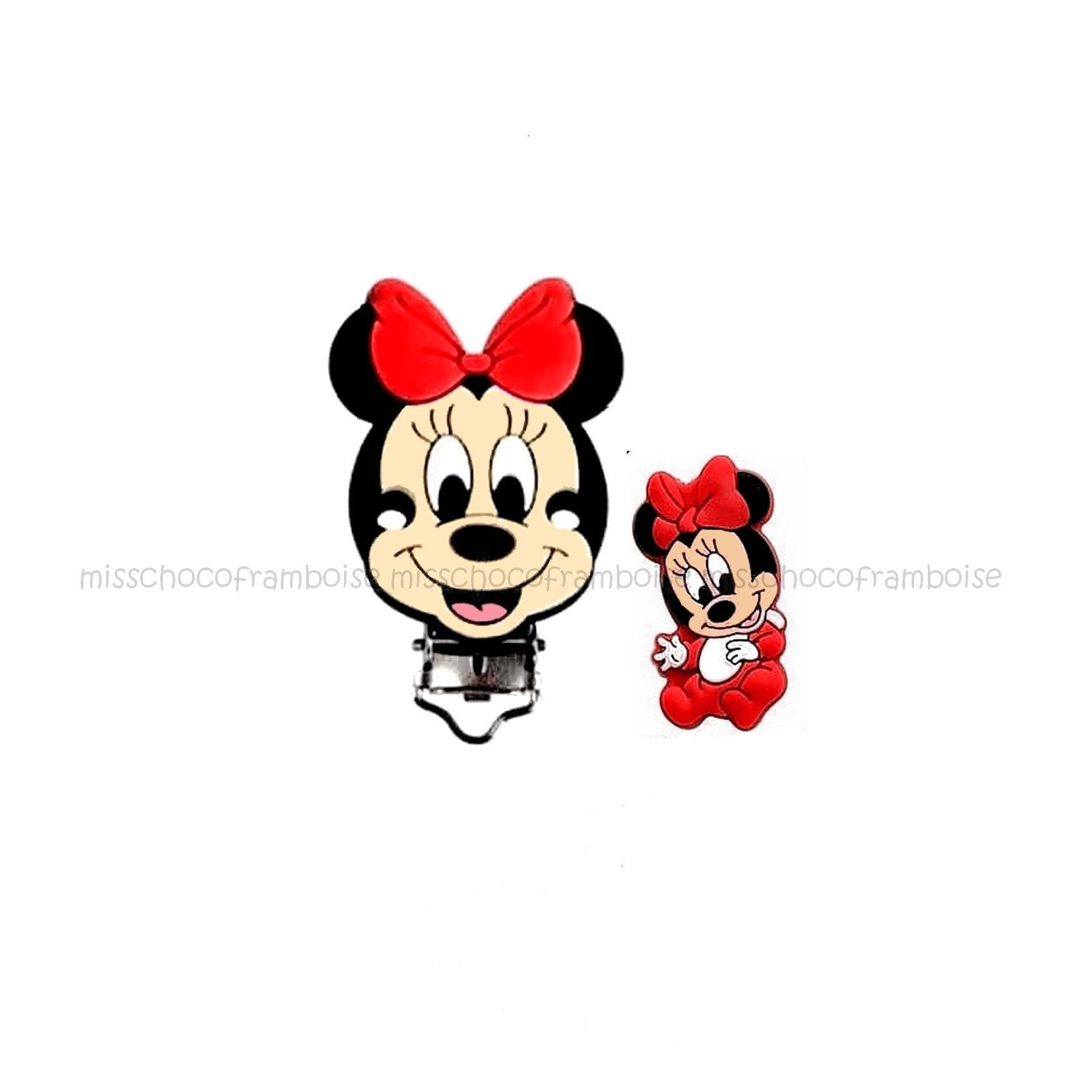1 perle + 1 pince clip en silicone Minnie
