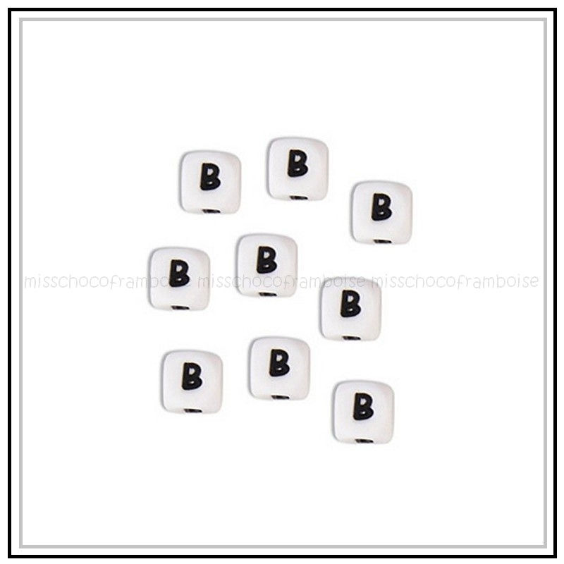 5 Perles lettres 'B' en silicone 12 x 12 mm