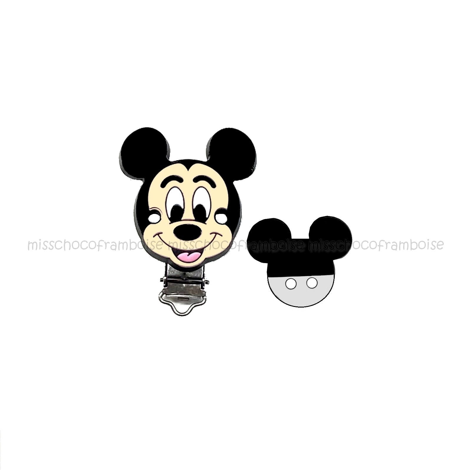 1 perle + 1 pince clip en silicone Mickey