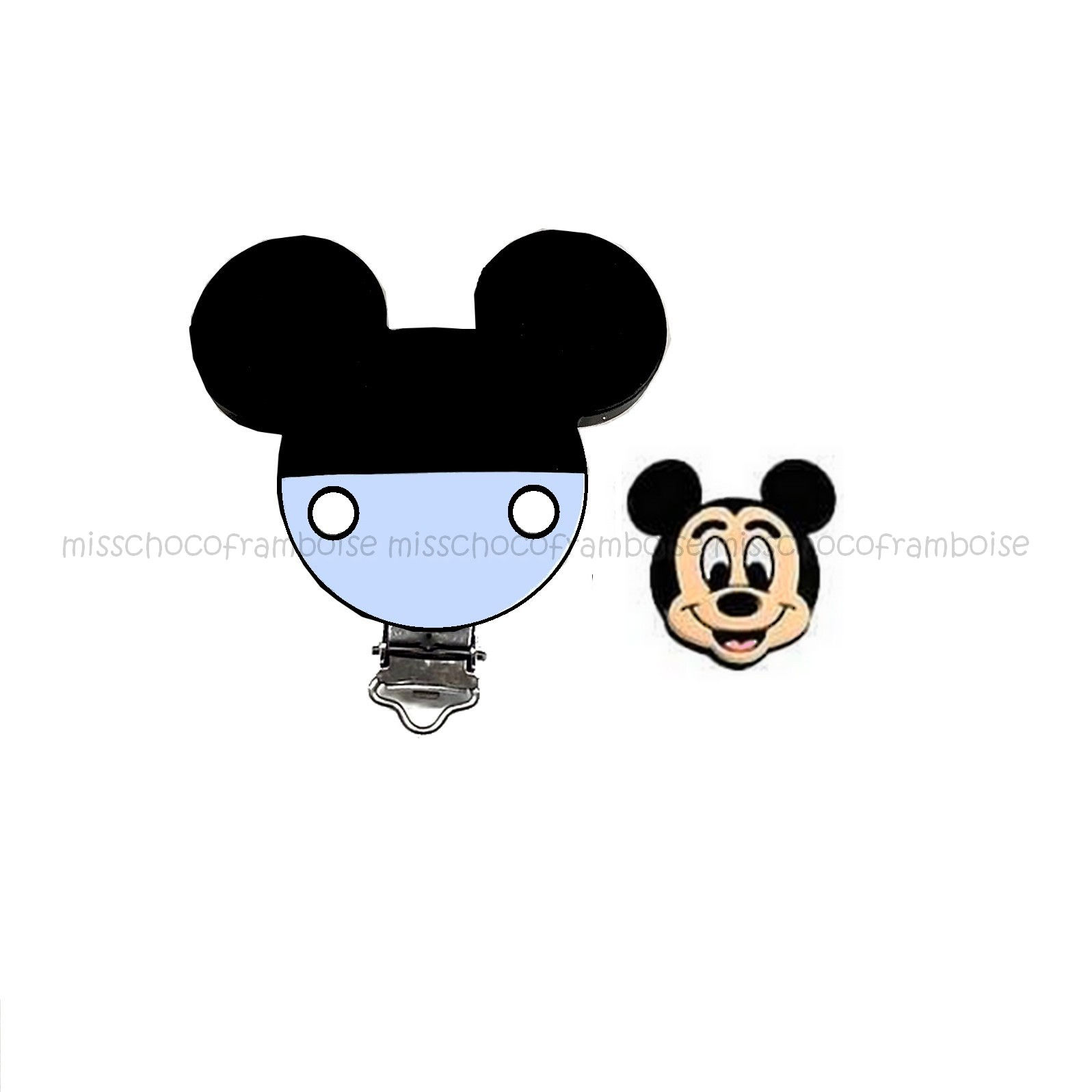 1 perle + 1 pince clip en silicone Mickey