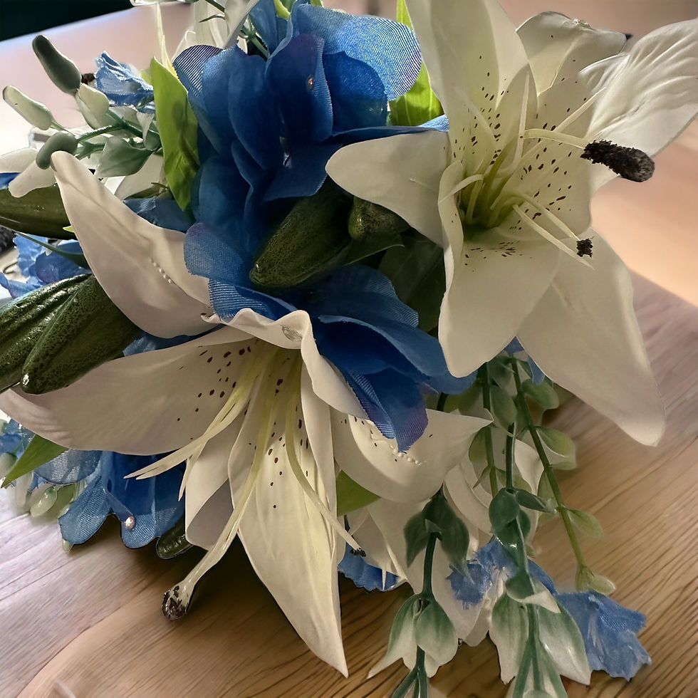 Thumbnail: Small Blue & White Bouquet featuring Lilies