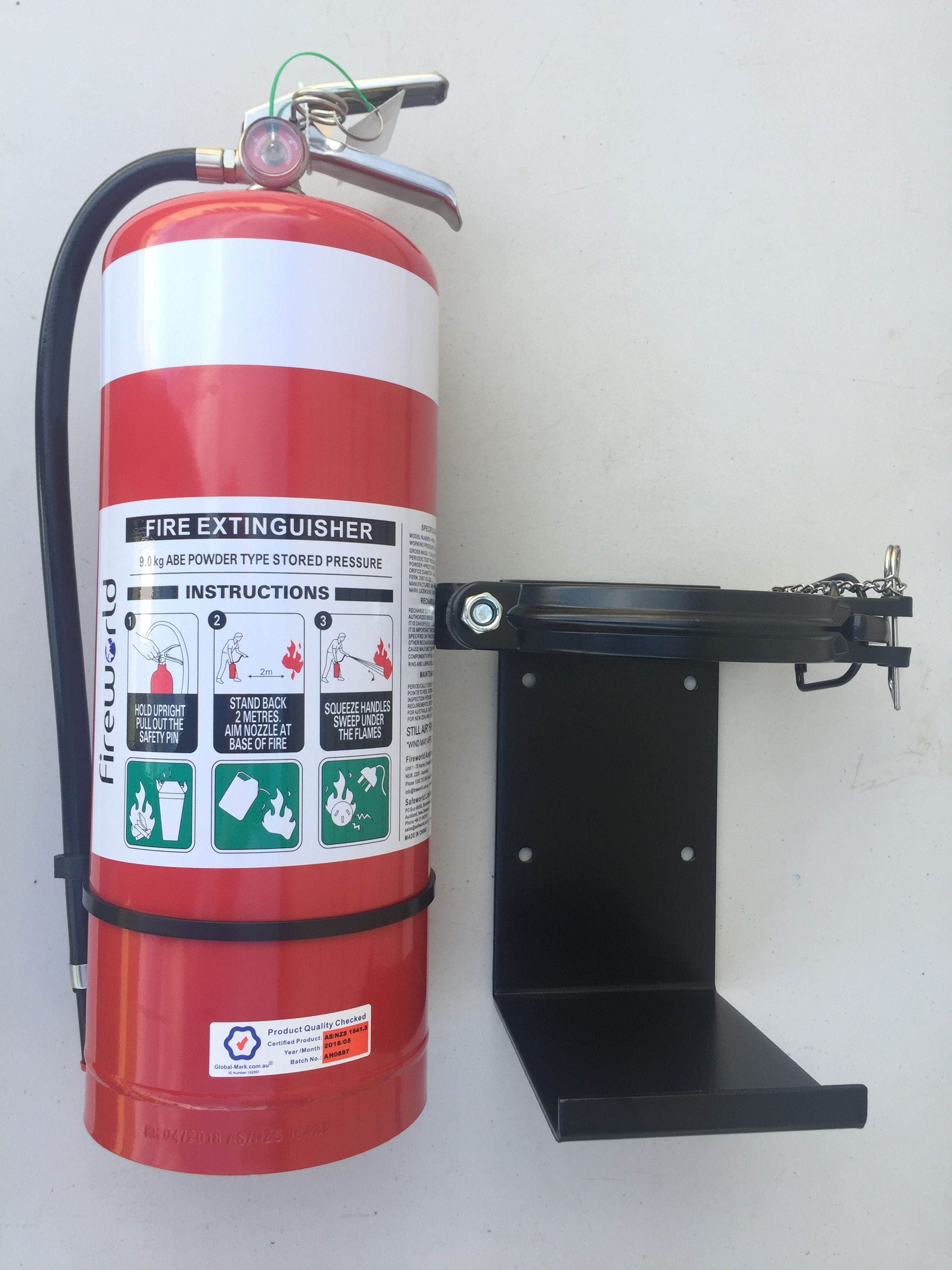 Fire Extinguisher 9kg ABE Powder & Heavy Duty Vehicle Bracket