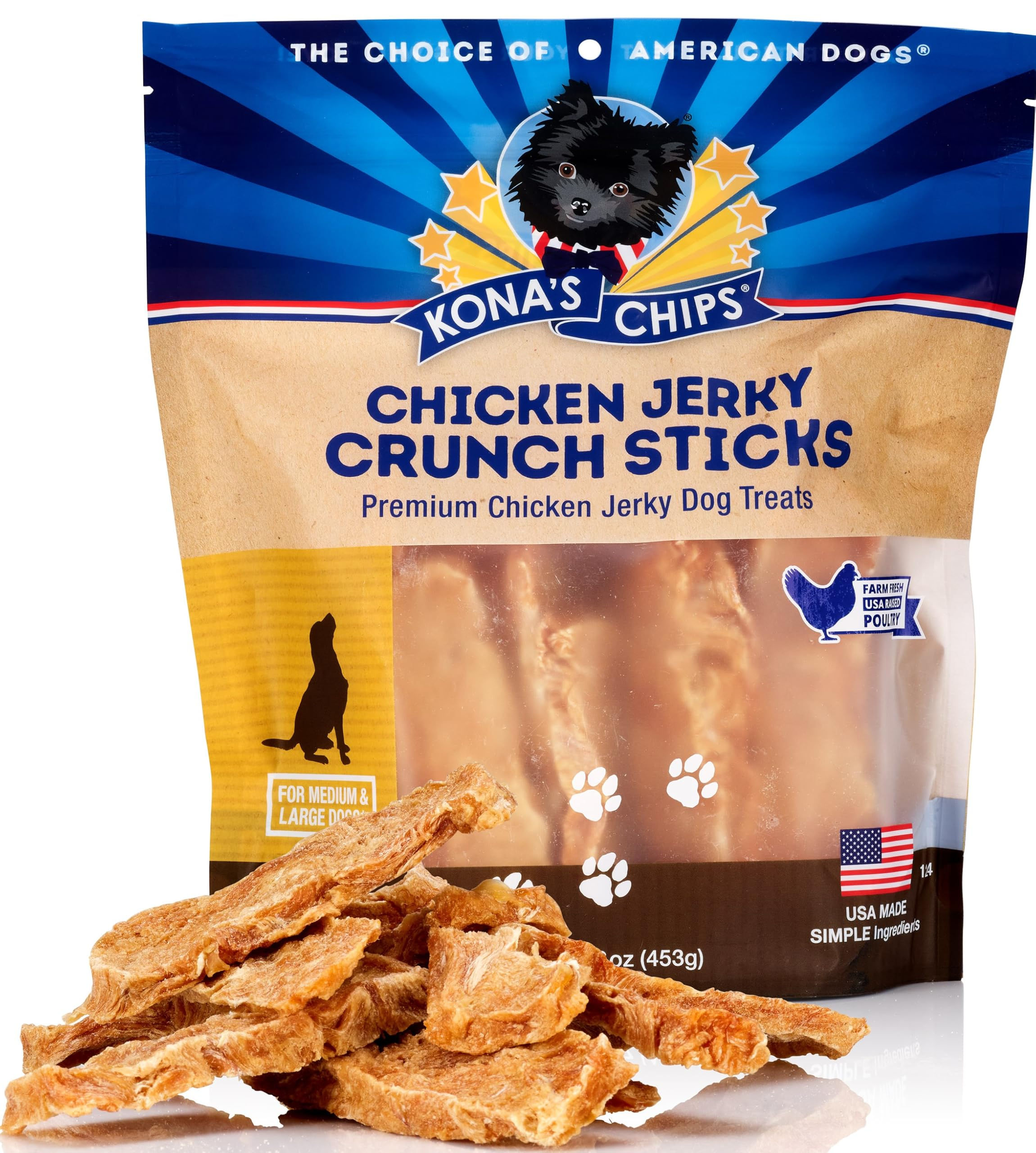 KONAS CHIPS Chicken Jerky Crunch Sticks Dog Treats Crunchy Dog Chicken Jerky Tre