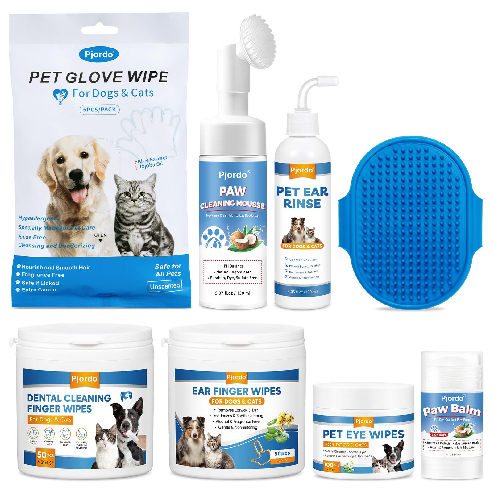 Dog Grooming Wipes Foam Cleaner & Paw Balm
