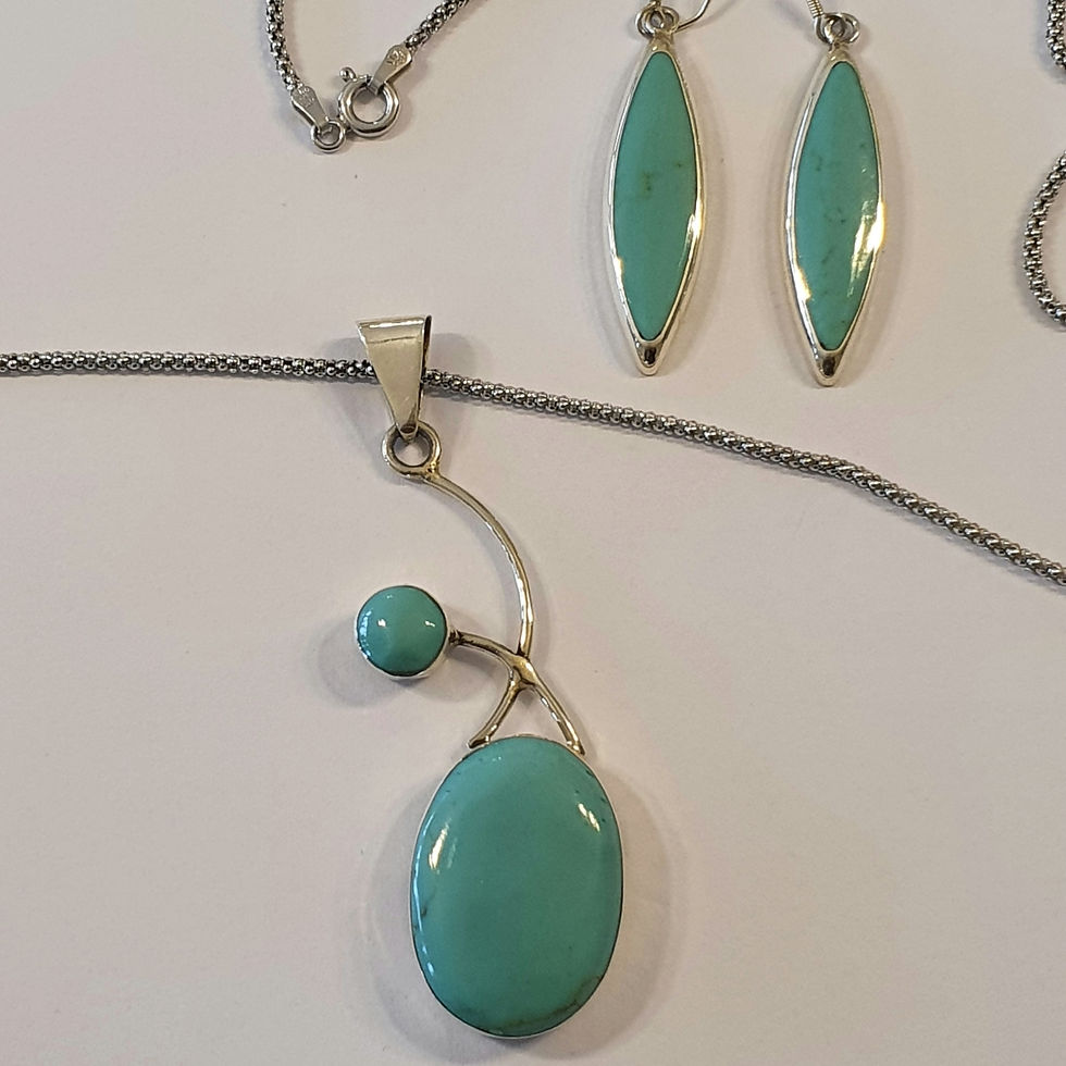 Turquoise jewelry set, Silver 925 turquoise set, Turquoise gemstone set