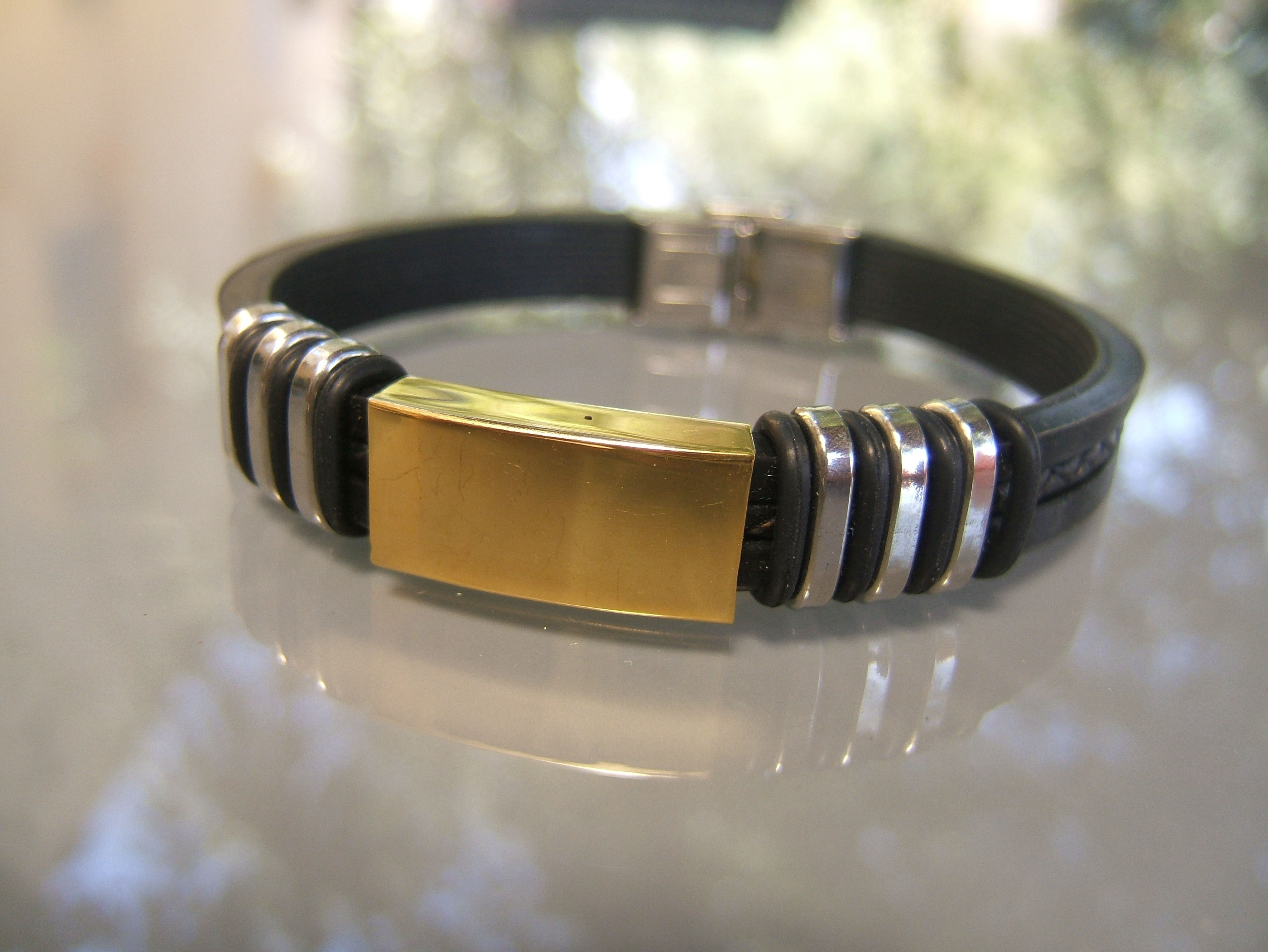 Stainless Steel Smooth  plate men's bracelet