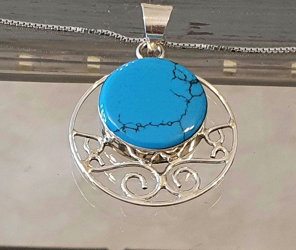 Mexican Turquoise pendant , Silver 925 pendant,Natural turquoise stone