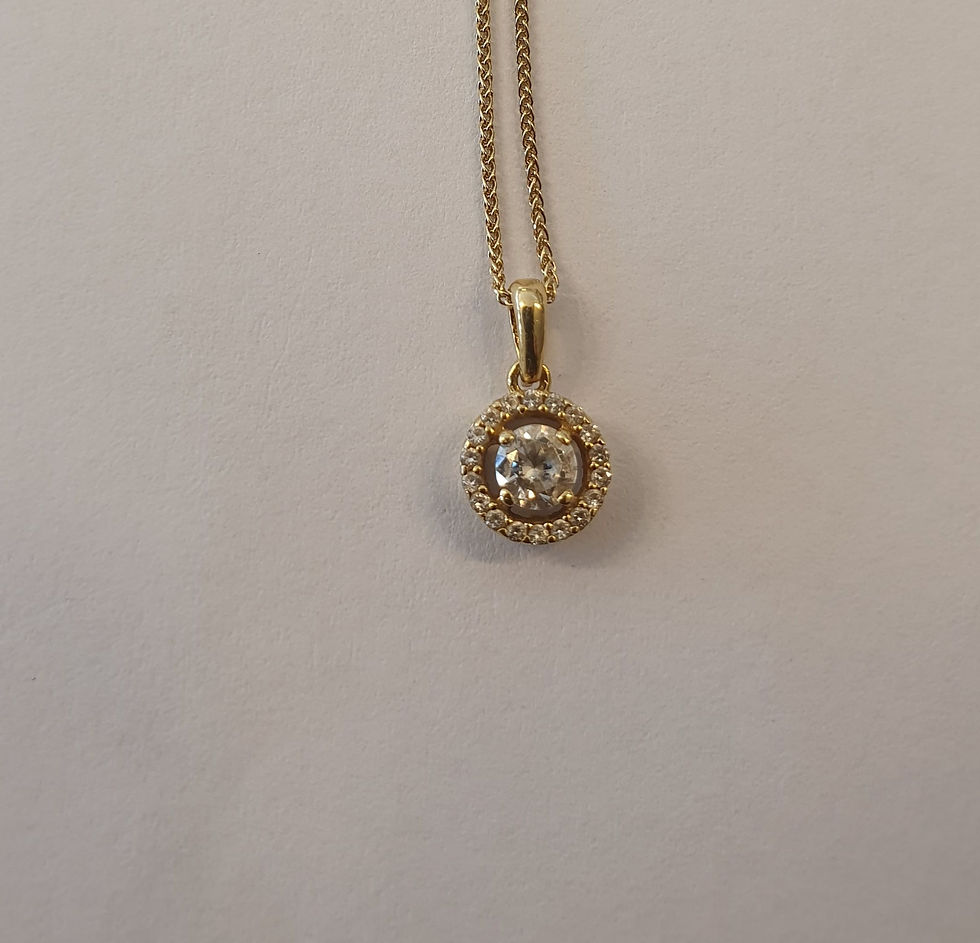 Round 14K gold Pendant , Zircon necklace , Round zircon