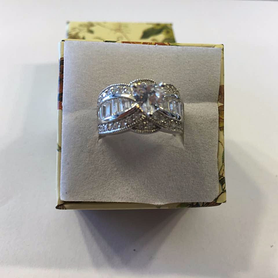 Thumbnail: Silver ring,heart crystal, Crystal ring, Silver 925 sterling