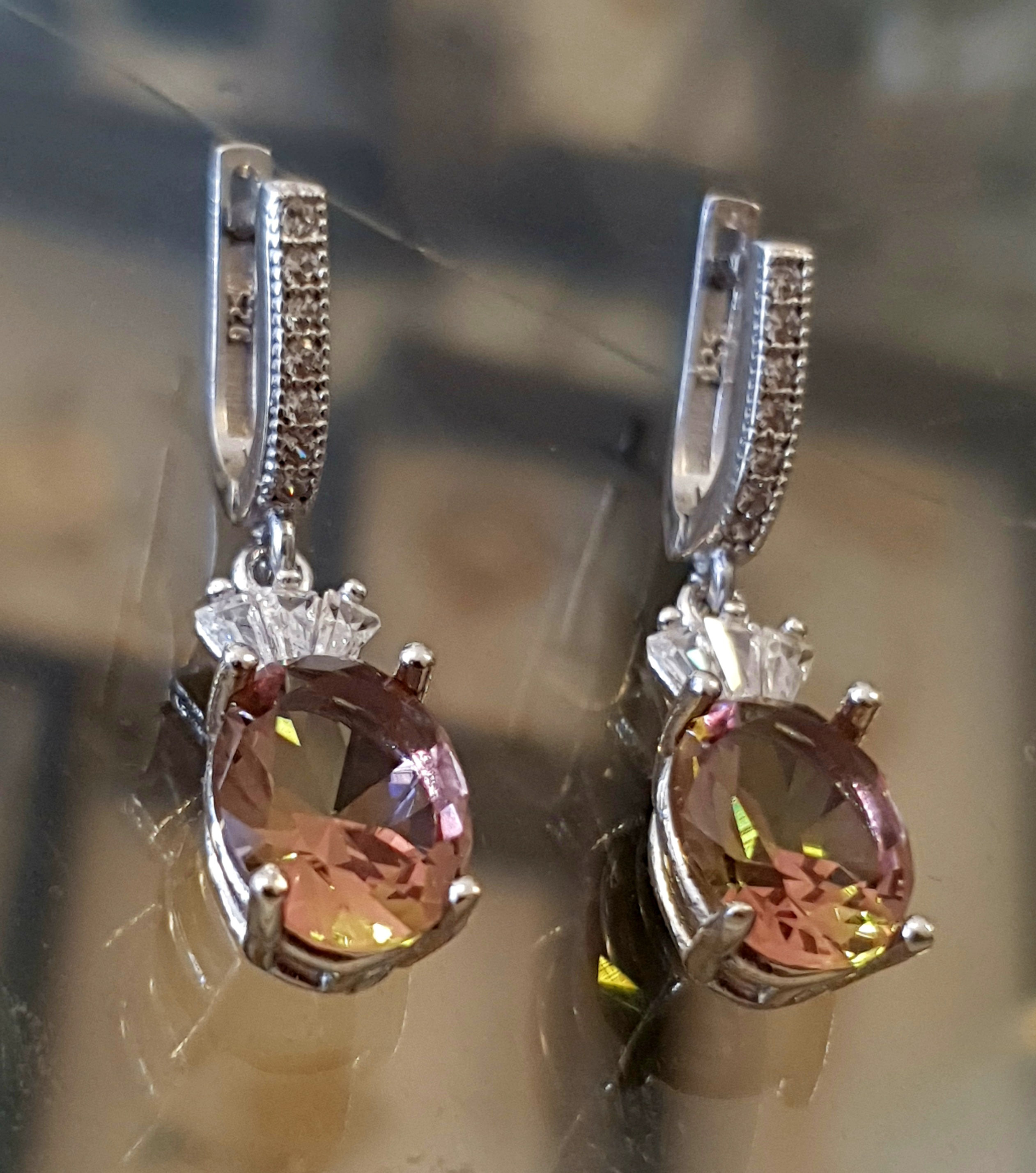 עגילים תלויים אובלים,עגילי סולטנית כסף 925,עגילים אלגנטים, סולטנית , עגיל י אבני