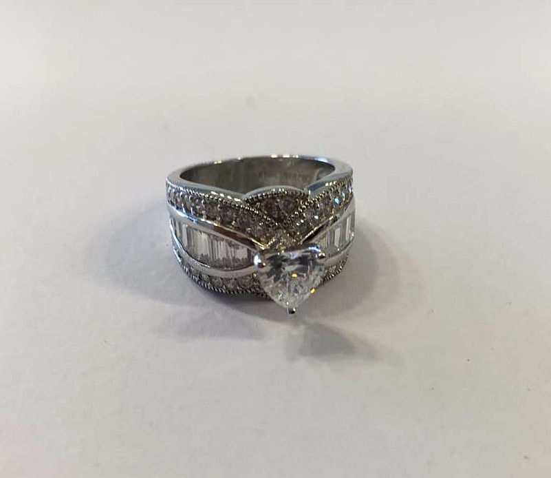 Silver ring,heart crystal, Crystal ring, Silver 925 sterling