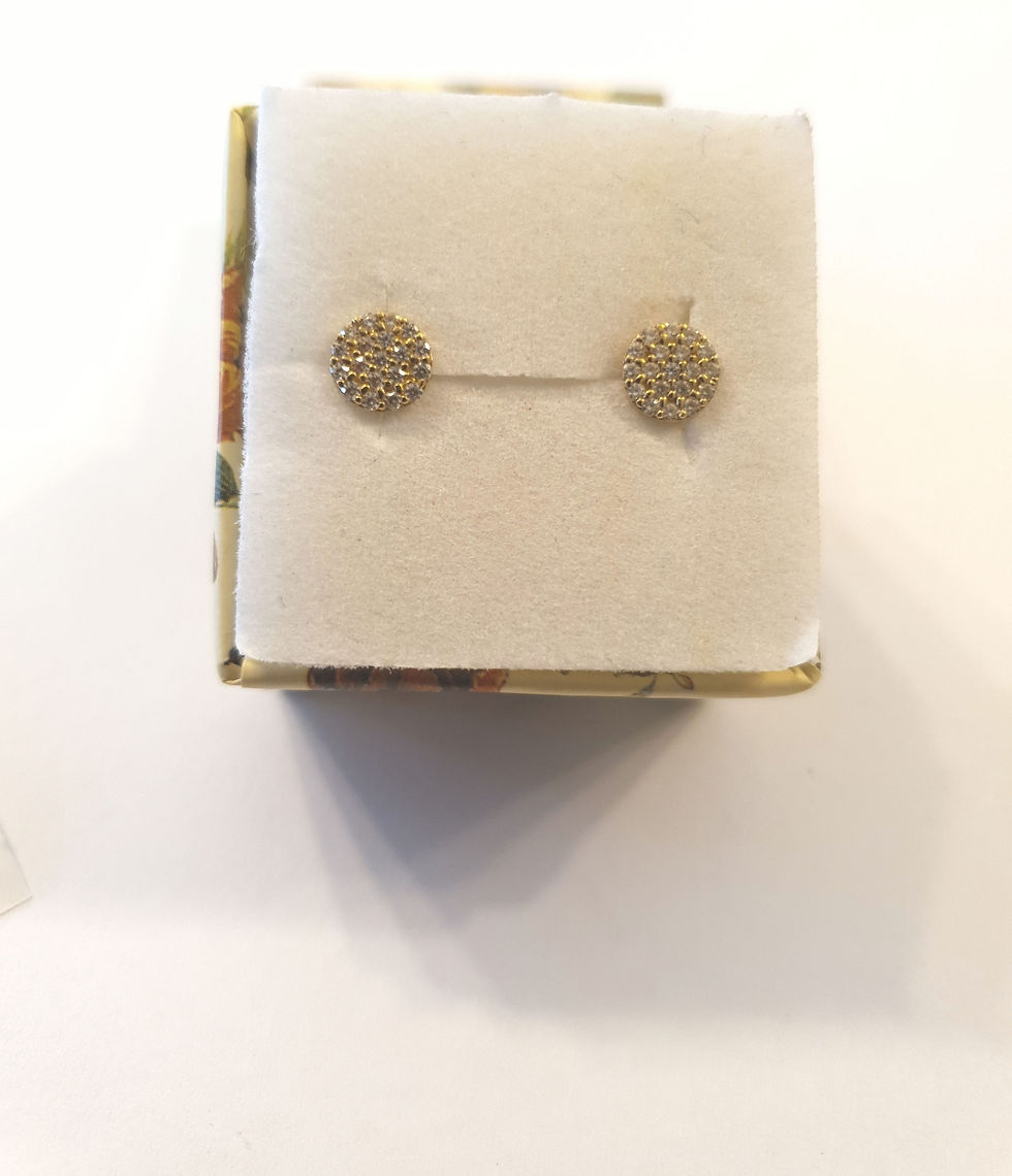 Gold 14k earrings ,Elegant zircons earrings , Round earrings