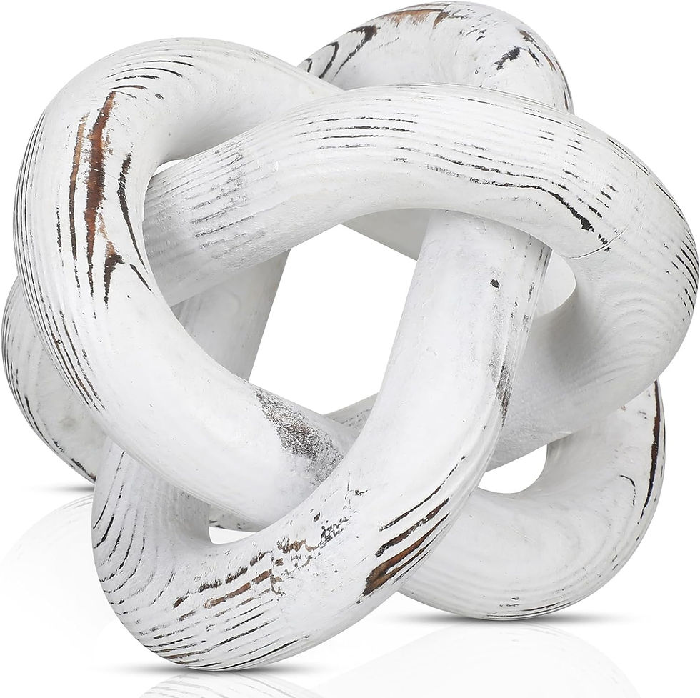 Thumbnail: Wood Knot Decor Hand Carved White Boho Chain
