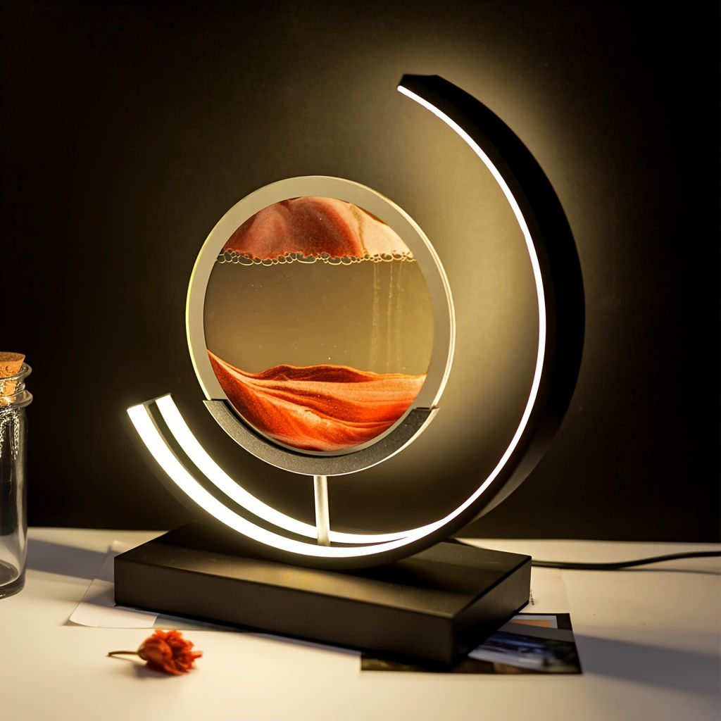 3D Sand Art Table Lamp Round Design